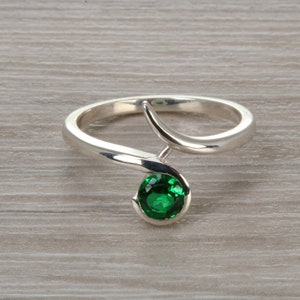 Sterling Silver Emerald C Z set Ring