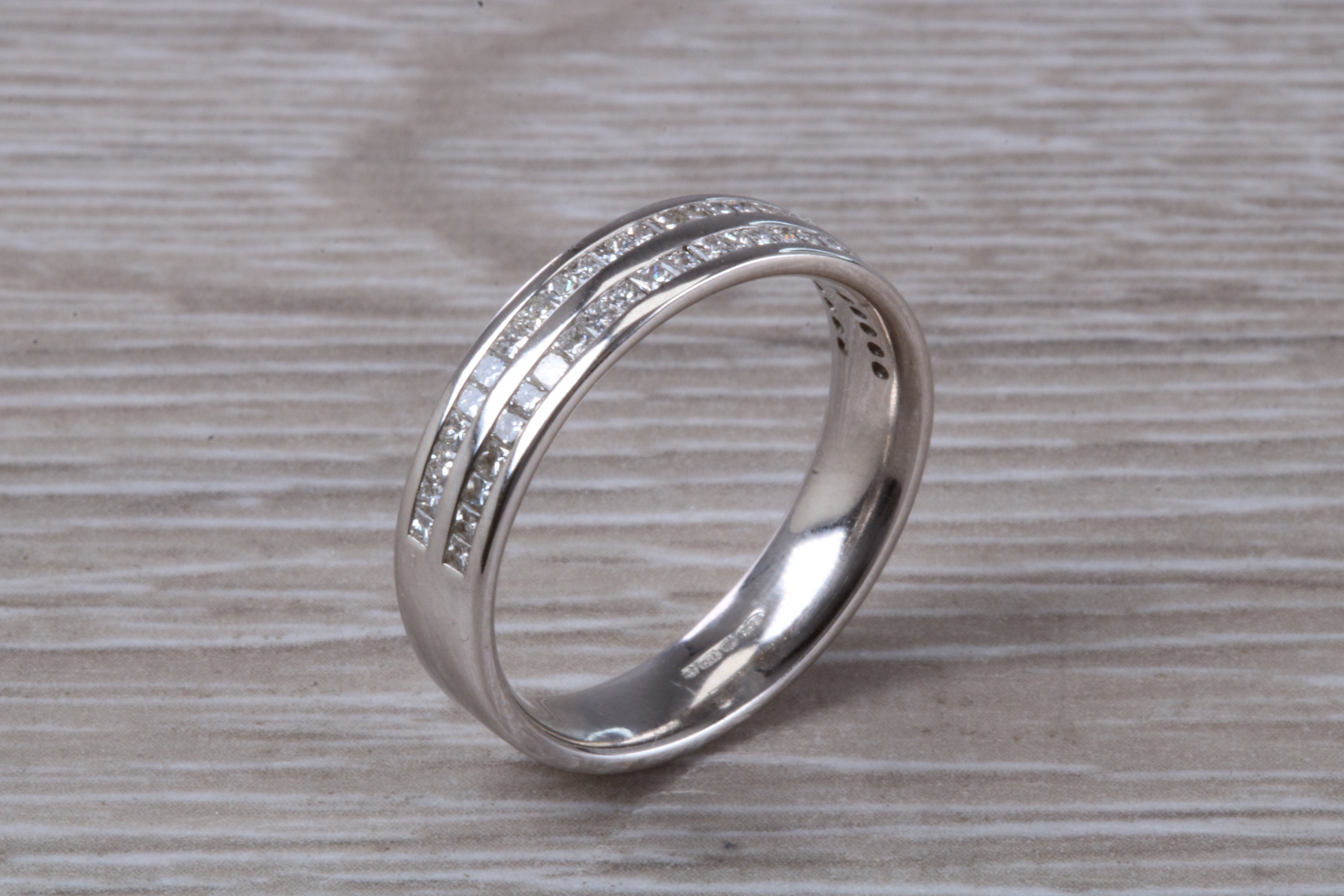 Double row princess cut diamond band deals