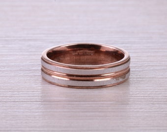 5 mm Wide Two Tone White and Rose Gold Band