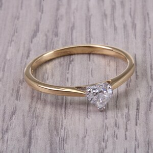 Dainty 0.30ct Heart Shape Diamond Solitaire set in 18ct Yellow Gold, E SI 2 Graded GIA Certified Diamond image 8