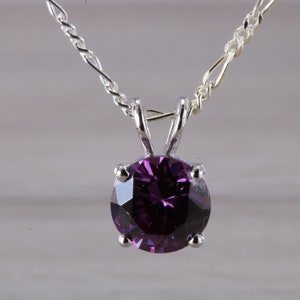 Amethyst C Z set Silver Necklace