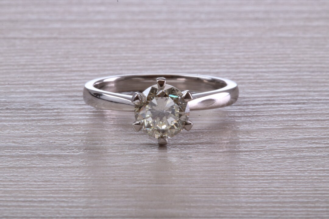 One and Half Carat Platinum Diamond Solitaire, Simple and Elegant Ring