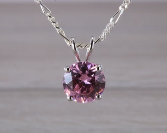 Pink C Z set Silver Necklace