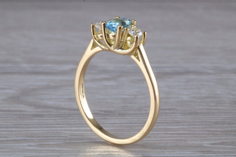 Aquamarine and Diamond Trilogy Ring image 7