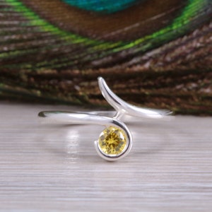 Yellow Sapphire C Z set Silver Ring