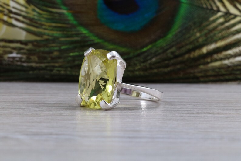 Large Lemon Quartz ring Statement Ring.also available in yellow gold or Platinum Dress Ring 14ct lemon quartz set in 9ct white gold