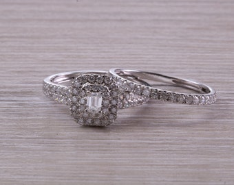 One carat Diamonds set 18ct White Gold Bridal Rings