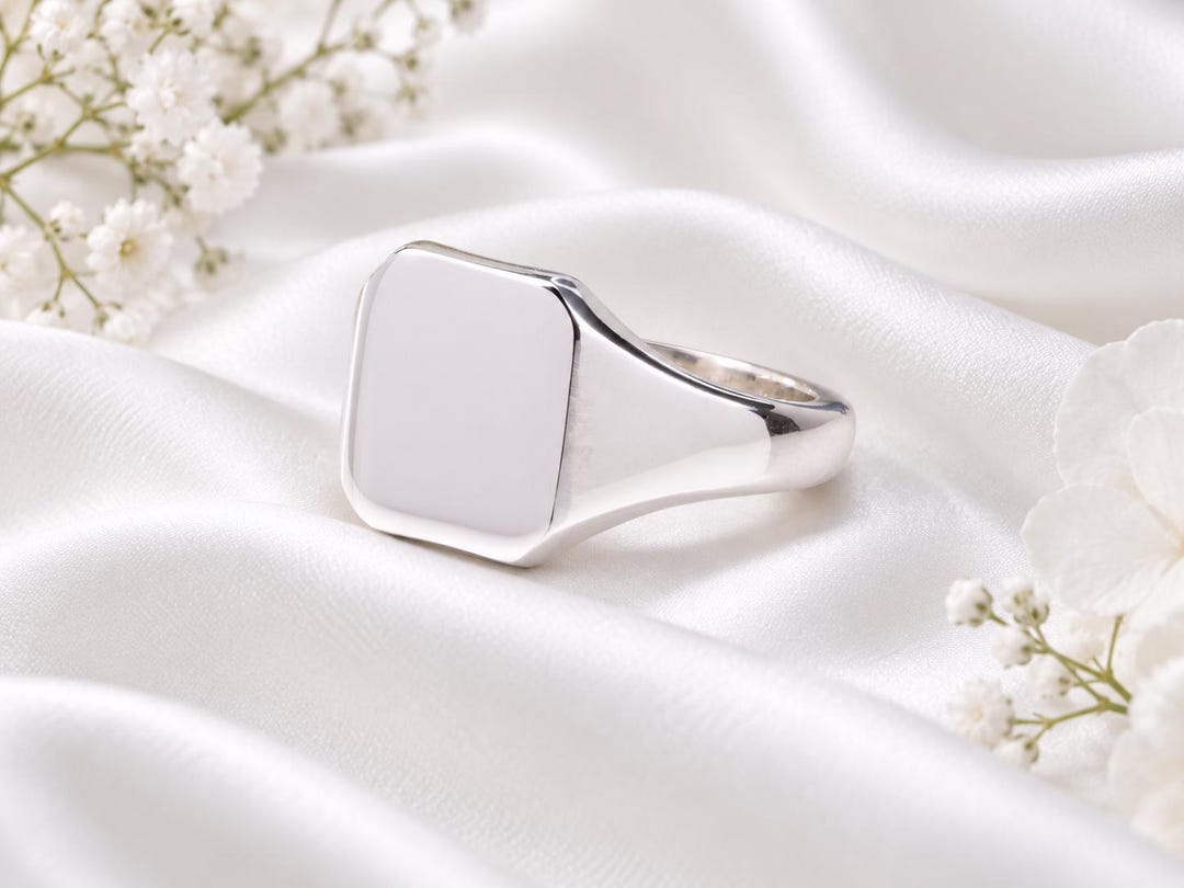 Square Signet Ring, Made From Solid Cast Silver, British