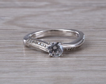 Curved Chunky Diamond set Platinum Engagement Ring