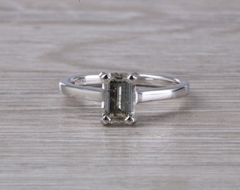 1.25 carat Emerald Cut Diamond set Platinum Solitaire