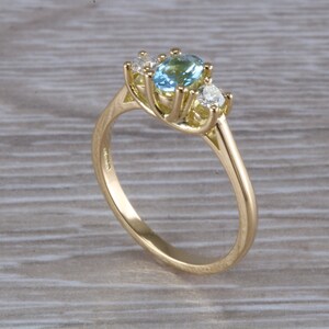 Aquamarine and Diamond Trilogy Ring image 8