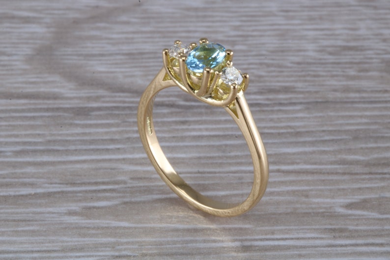 Aquamarine and Diamond Trilogy Ring image 8