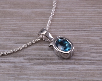 London Blue Topaz Necklace Made From Solid Sterling Silver