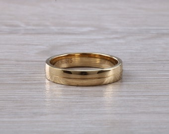 4 mm wide Court Profile Yellow Gold Band