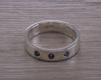 Three Round cut Tanzanite set Chunky Band