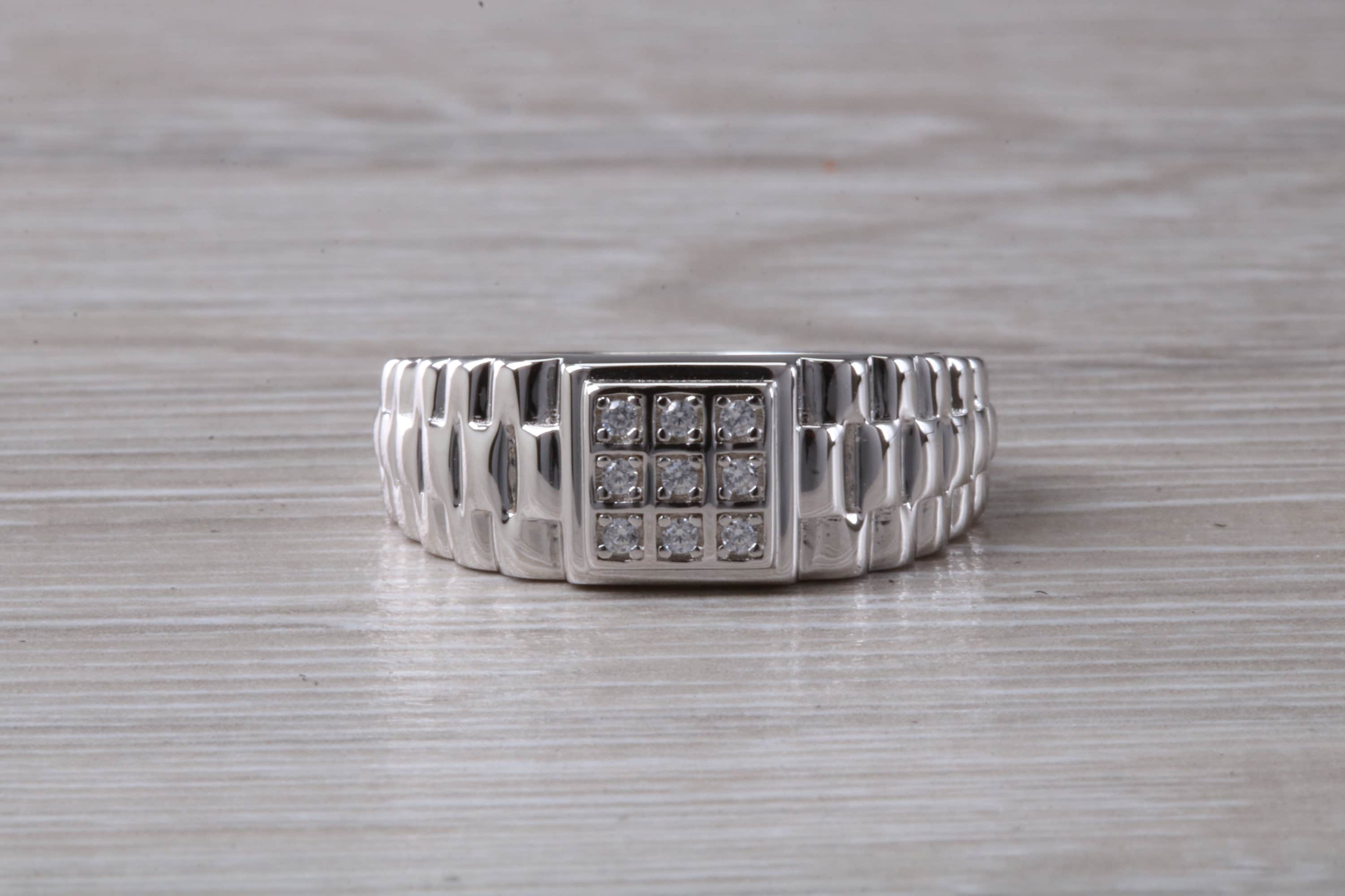 Watch Strap Signet Ring Set With C Z - Etsy