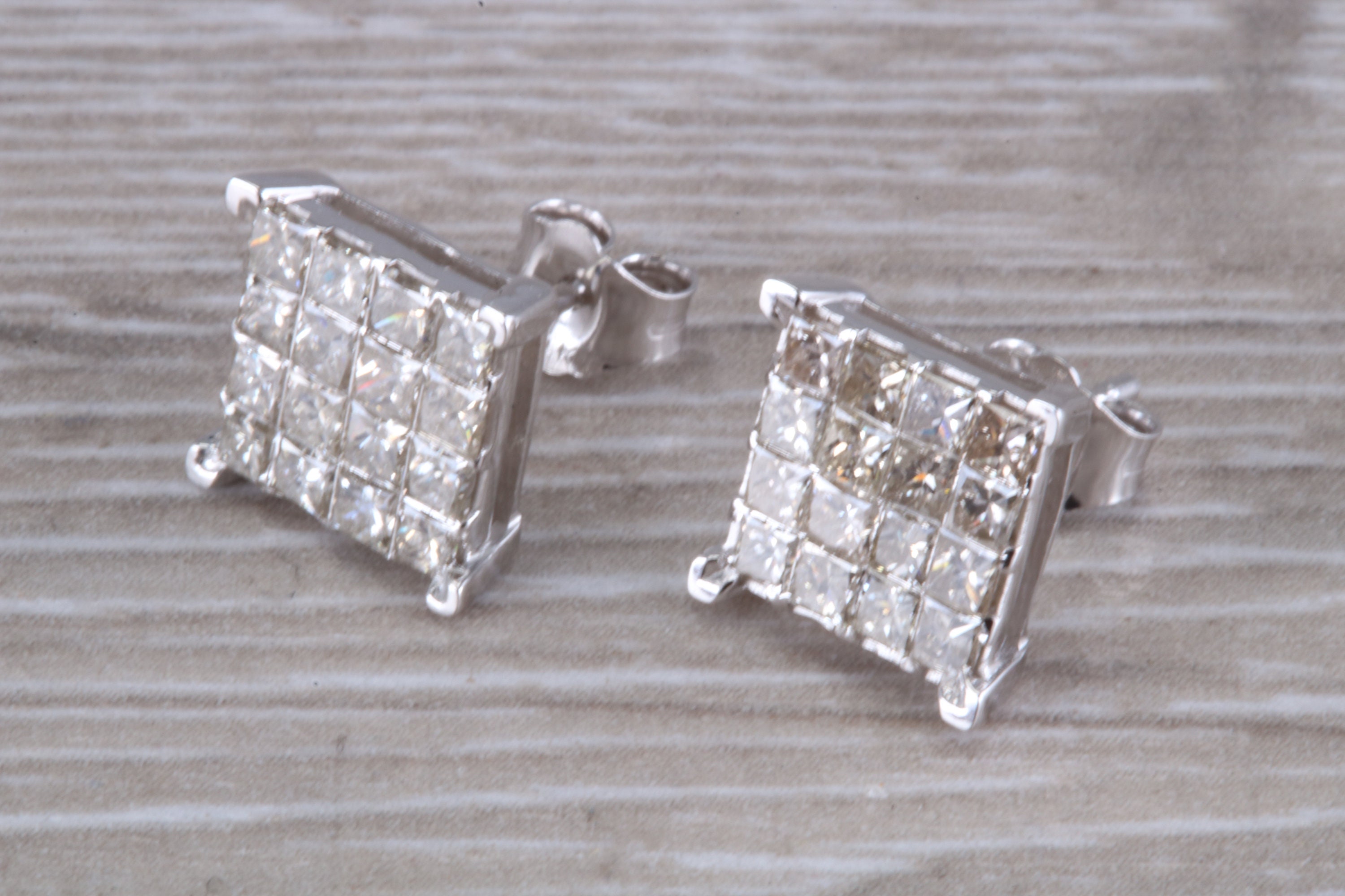 Two carats Diamond set Stud Earrings Etsy