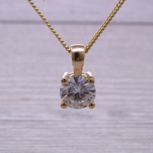 One carat Round cut Moissanite Diamond Solitaire Necklace