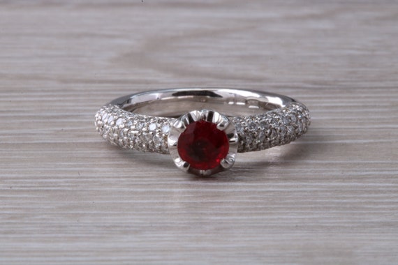 Very Dressy Blood Red Ruby and With Diamond Encrusted Ring Etsy
