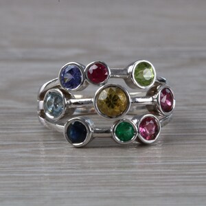 Multi Gemstone set 13 mm wide Bubble Ring