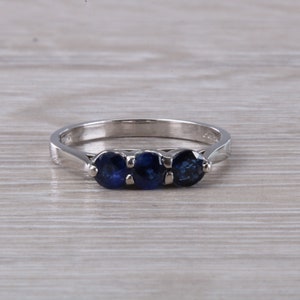 Sapphire set 18ct White Gold Trilogy Ring