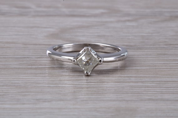 Half Carat Princess Cut Diamond Set 18ct White Gold Solitaire Etsy Canada