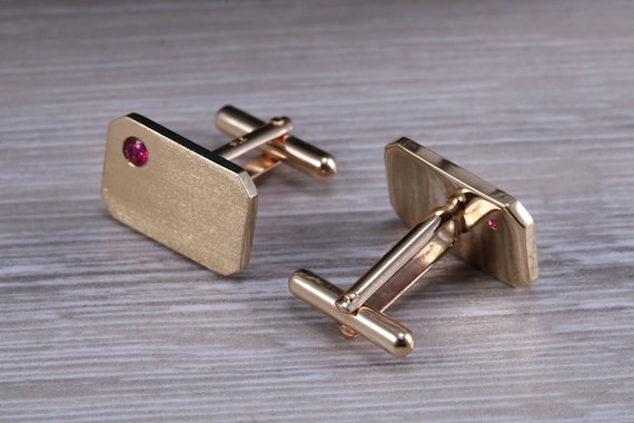 カフスボタン 14k パリス メンズ用ゴールドカフスボタン、重厚なソリッドイエローゴールド製、お