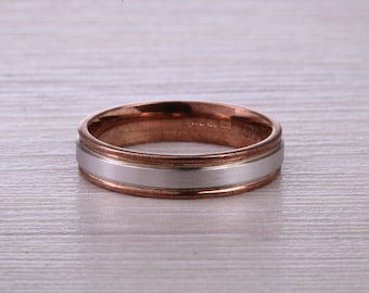 4 mm Wide Two Tone 9ct White and Rose Gold Wedding Band