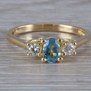 Aquamarine and Diamond Trilogy Ring image 1