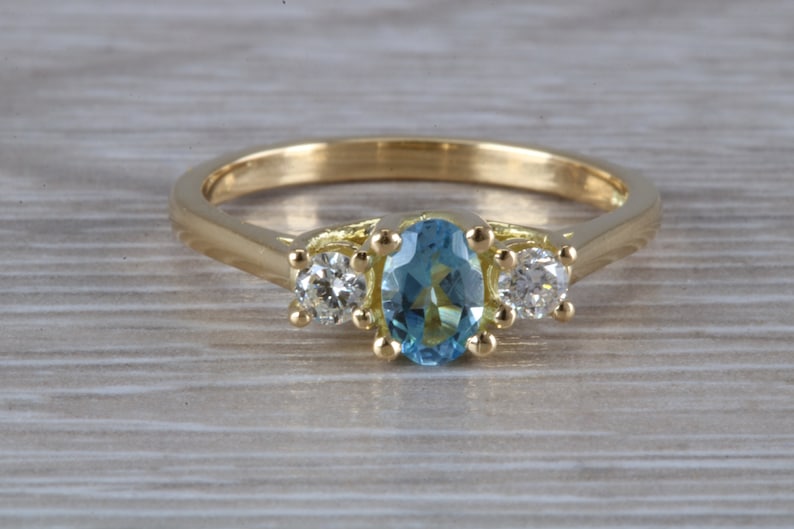 Aquamarine and Diamond Trilogy Ring image 1