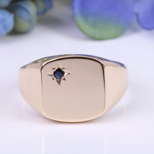 Chunky and Heavy Black Diamond set Yellow Gold Signet Ring