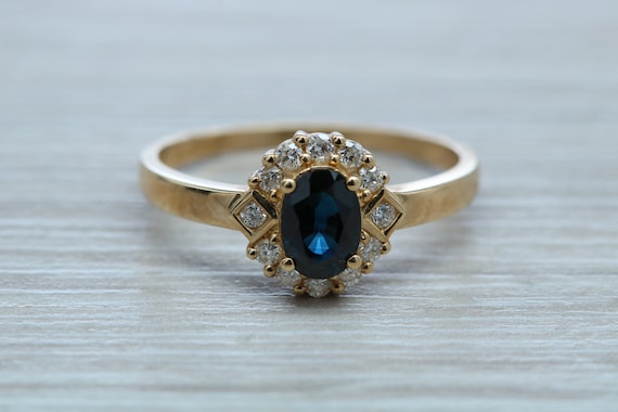 訳あり ブルーサファイアとダイヤモンドのリング - Etsy 日本 アクセサリー