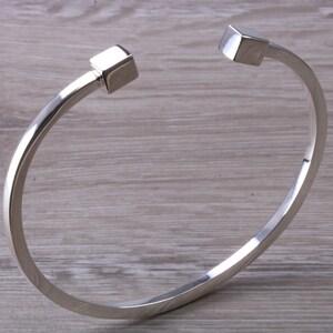 Solid Square Profile Torque Bangle, Completely Made from Solid Silver