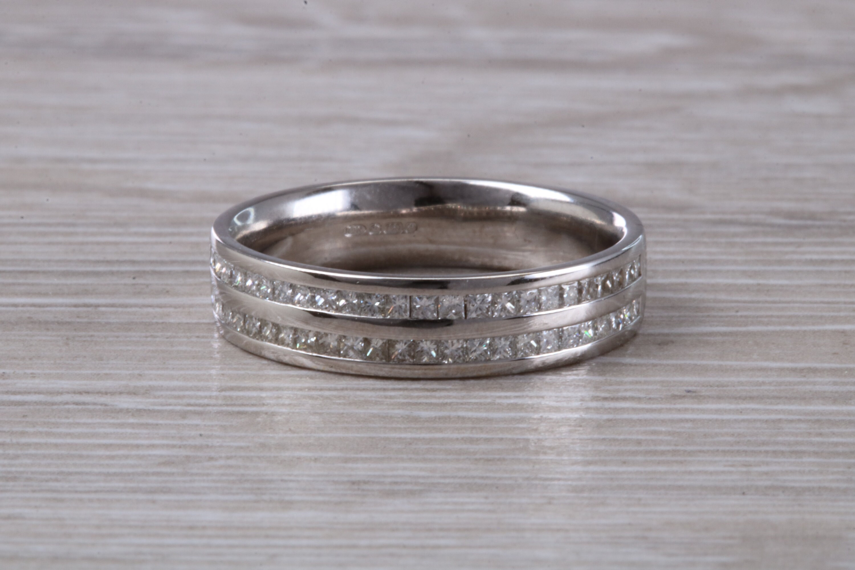 Half Circle set Double Row Princess cut Diamond set Band