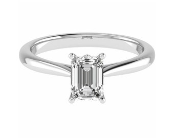 One carat D V VS 1 Graded Certified Emerald cut Diamond set Platinum Solitaire