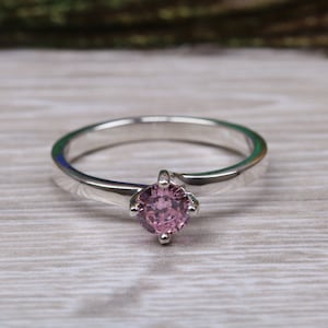 Pink Sapphire C Z set Silver Ring