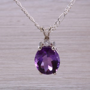 Natural Oval Cut Amethyst Necklace, Made From Solid Sterling Silver