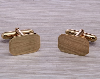 Gemelos de oro macizo para caballeros, placa frontal de 14 quilates con herrajes de 9 quilates