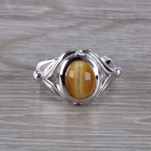 Natural Cats Eye Set Chunky Silber Ring