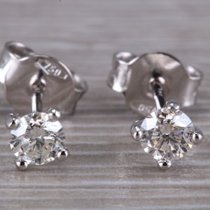Half carat Diamond Solitaire set 18ct White Gold Stud Earrings