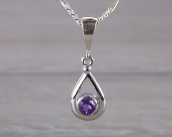 Natuurlijke Ronde gesneden Amethist set Zilveren Ketting