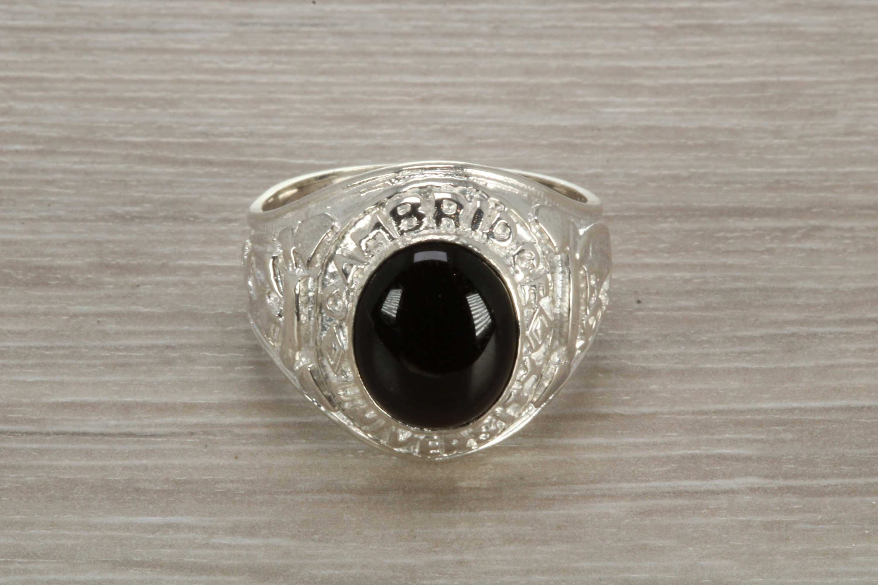 Gents Sterling Silver Black Onyx Set College Ring - Etsy