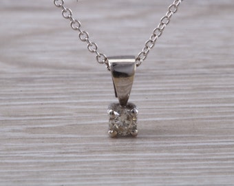 Diamond set White Gold Solitaire Necklace