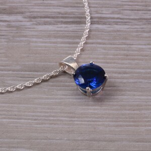 Blue Sapphire C Z Necklace. Made From Solid Sterling Silver