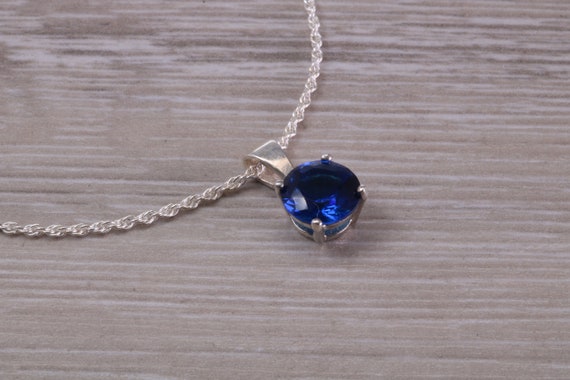 Blue Sapphire C Z Necklace. Made From Solid Sterling Silver - Etsy