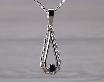 Natural Black Diamond set Silver Necklace