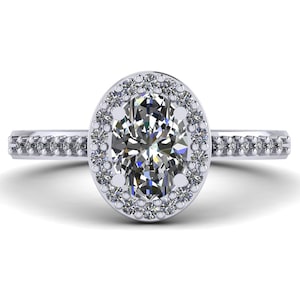 Corte ovalado Certificado Diamante Natural Halo en bruto Anillo de Platino u Oro