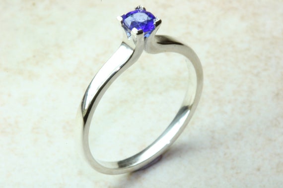 Natural Blue Sapphire Ring Sterling Silver September Etsy