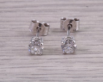 Half Carat Natural Diamond Solitaire Set 18ct White Gold Stud
