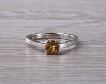 Demi-carat Yellow Sapphire set White Gold Solitaire